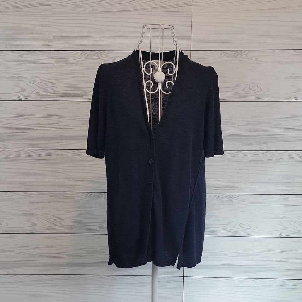 J.Jill Cardigan Soft Knit Short Sleeve Lightweight Sweater - Blue Womrns Size S